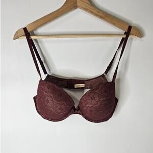 Aerie Ella Gel Push Up Marron Bloom Lace Bra Size 34D